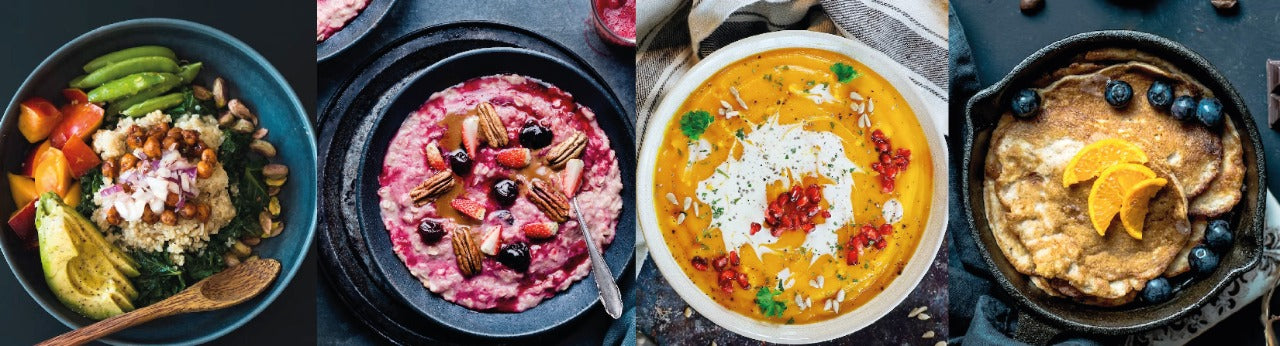 protein bowl, salad, smoothie bowl, vegan food