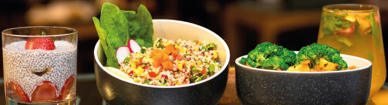 chia seed pudding, protein bowl, salad