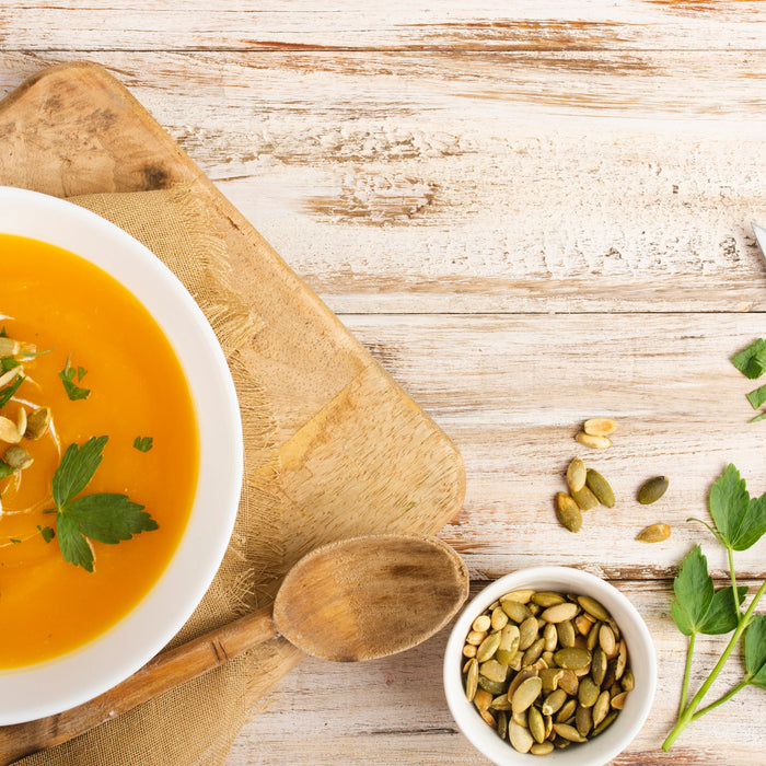 Soup with sunflower seeds & pumpkin seeds