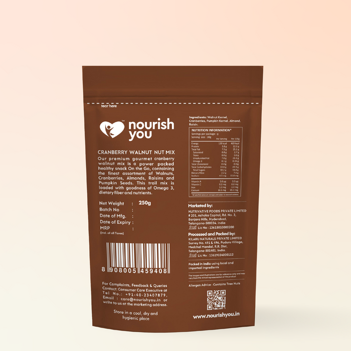 Cranberry walnut nut mix, High in Omega 3