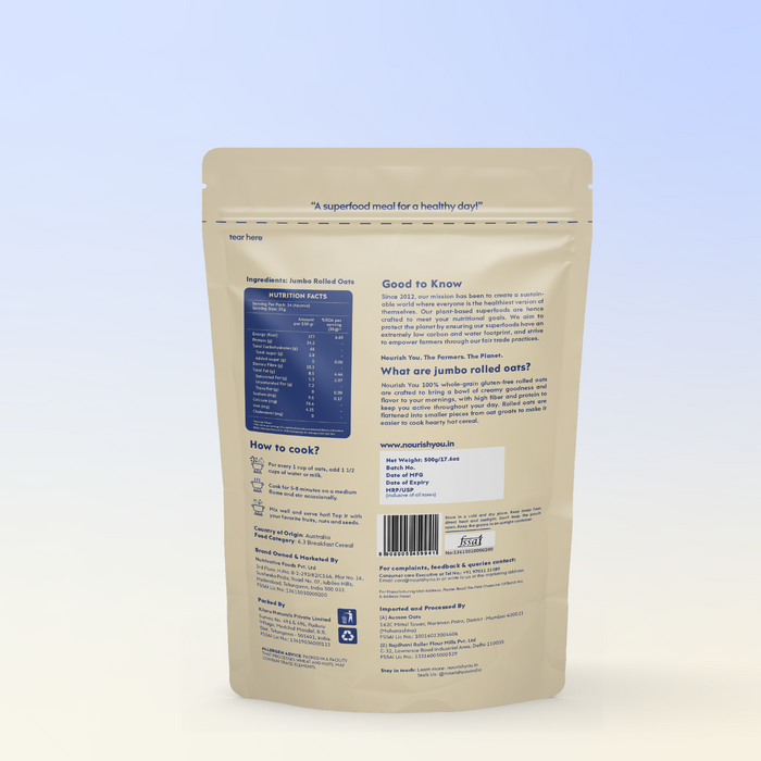 Jumbo rolled oats, Fiber, Protein