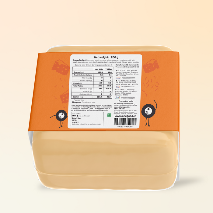 Plant based cheddar cheese block | 200 gm