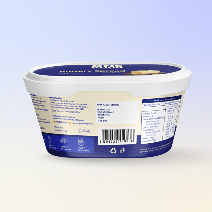 Plant-based buttery spread - 200 gm | Zero cholesterol, zero trans fat, clean label