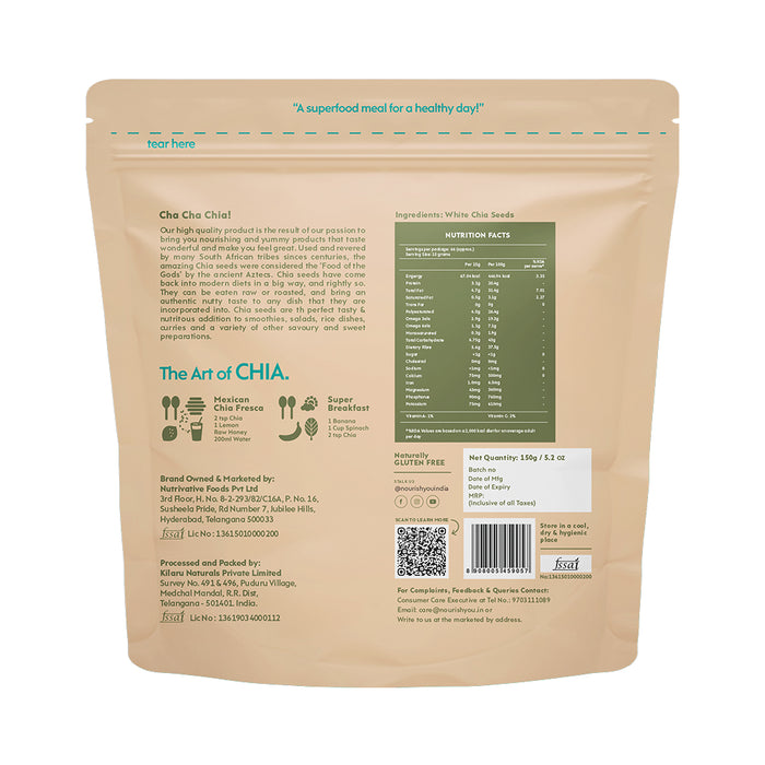 White Chia Seeds, Fiber Rich, 100g