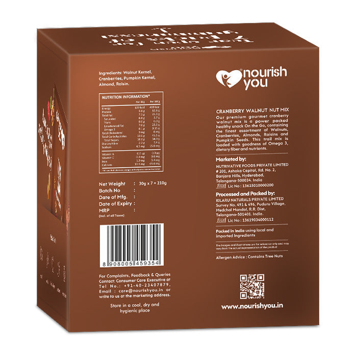 Cranberry walnut nut mix, High in Omega-3