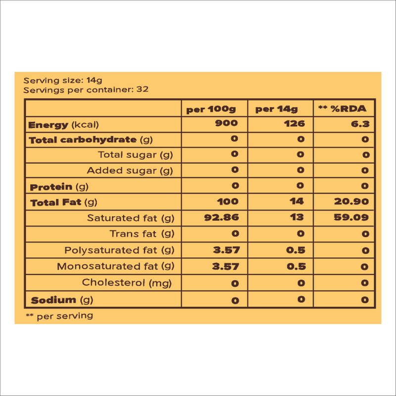 Vegan ghee - 500 ml | Zero cholesterol, zero trans fat, clean label