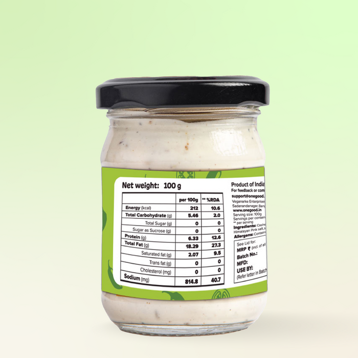 Cashew cheese spread - 100 gm | Jalapeno | clean label, great taste