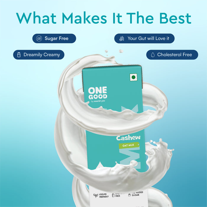 Sugar-Free Cashew Oat Mlk | Plant Based Mlk | 200ml | Lactose-Free| Gut-Friendly