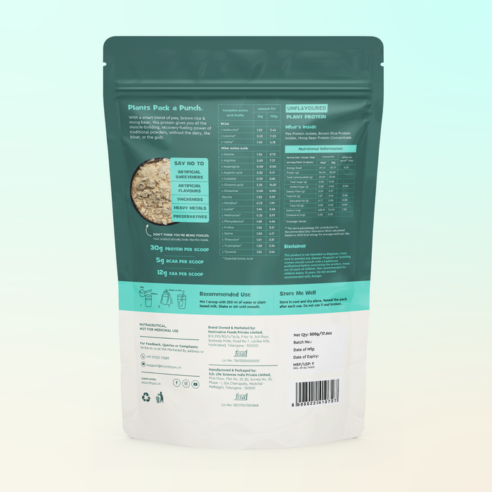 One Good Plant Protein Powder- Unflavoured  | 500g | 30g Protein | All 9 Essential Amino Acids | Clean Label