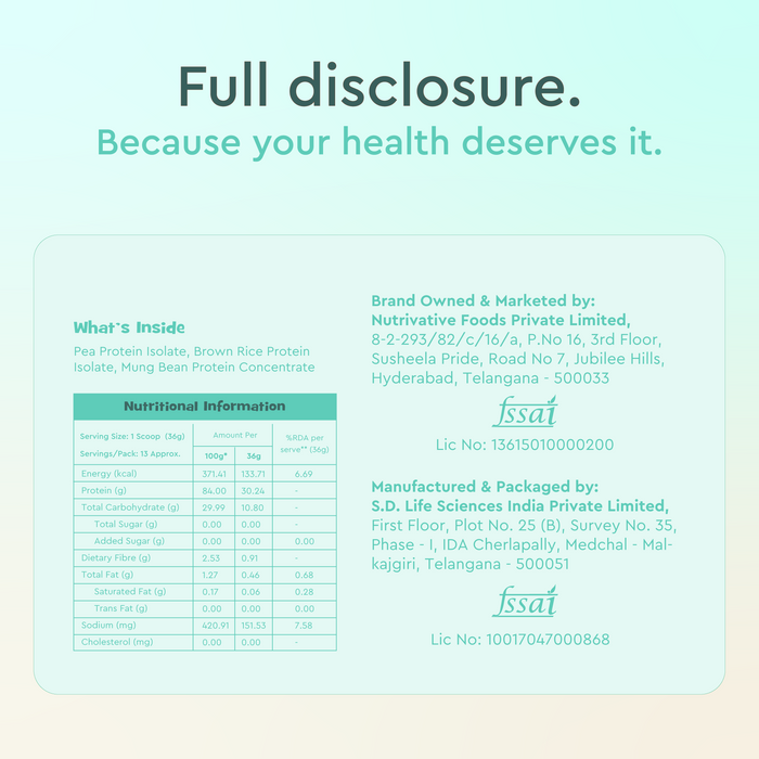 One Good Plant Protein Powder- Unflavoured  | 500g | 30g Protein | All 9 Essential Amino Acids | Clean Label