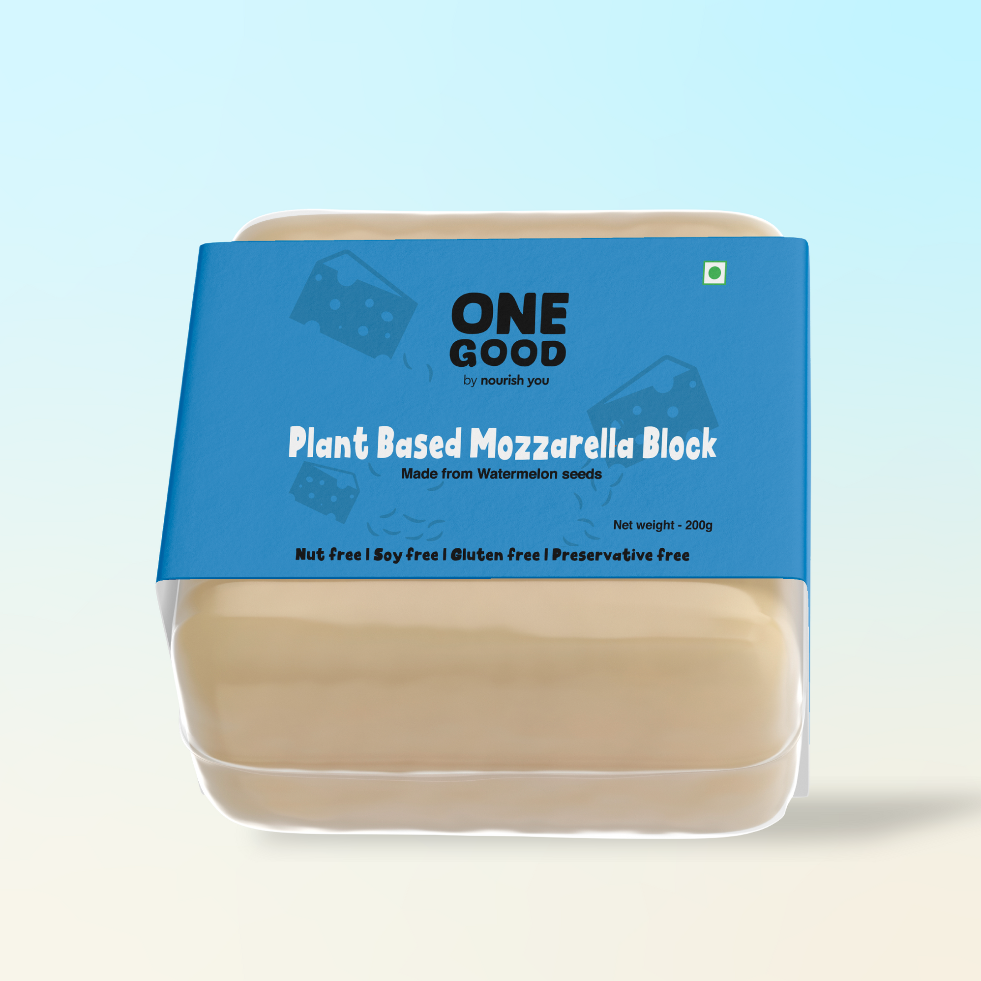 Plant based mozzarella cheese block | 200 gm - Nourish You