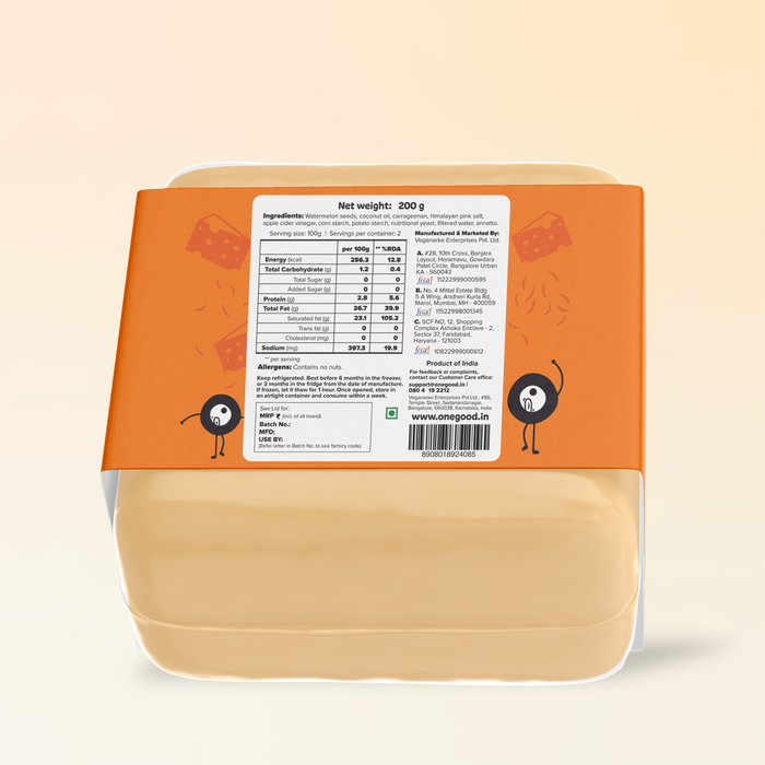 Vegan cheddar cheese block | 200 gm
